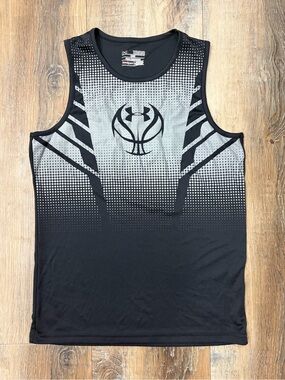 Under Armour Boy’s Basketball Black & Gray Performance Sleeveless Shirt, YMD